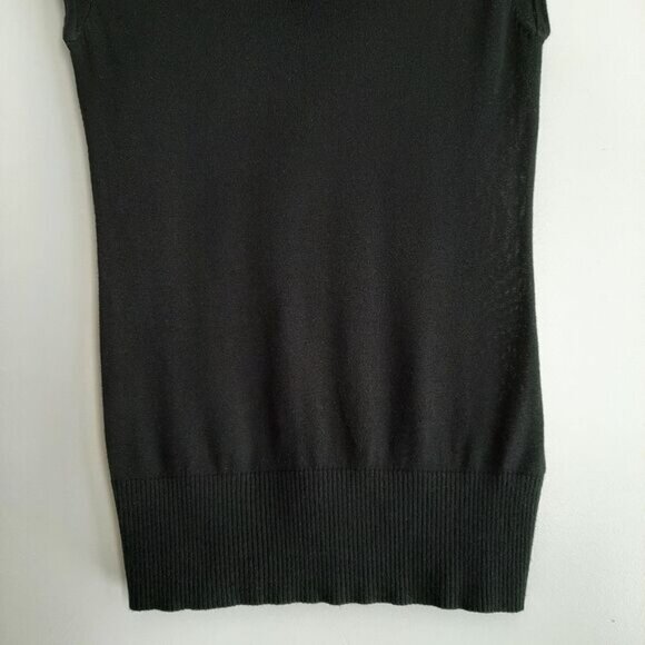 BANANA REPUBLIC Soft Cowl T-Neck Tank Top Fine Knit Black Sz S - Picture 4 of 9